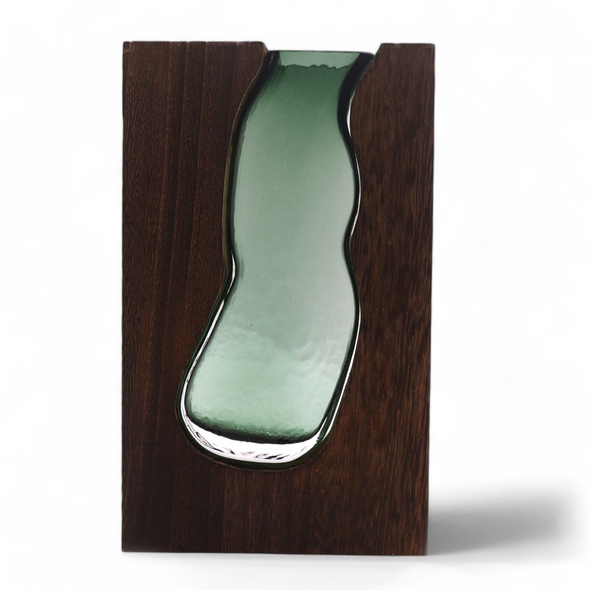 Glass Vase Terrarium in Dark Tung Wood Frame