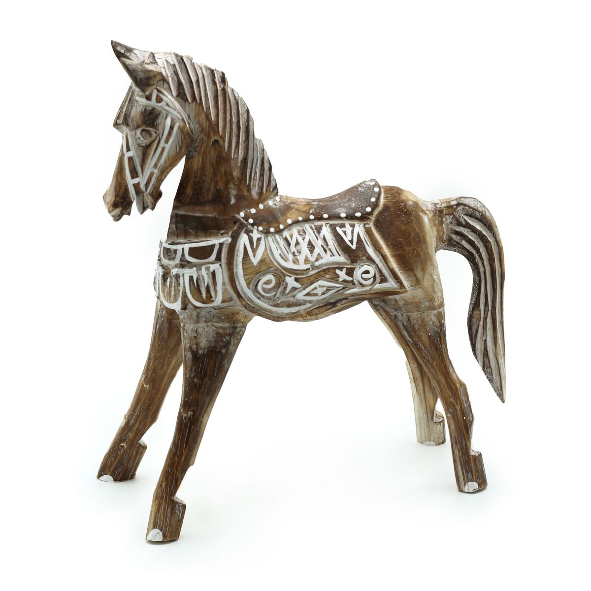 Carved Antique-Style Wooden Horse – Large, 32cm