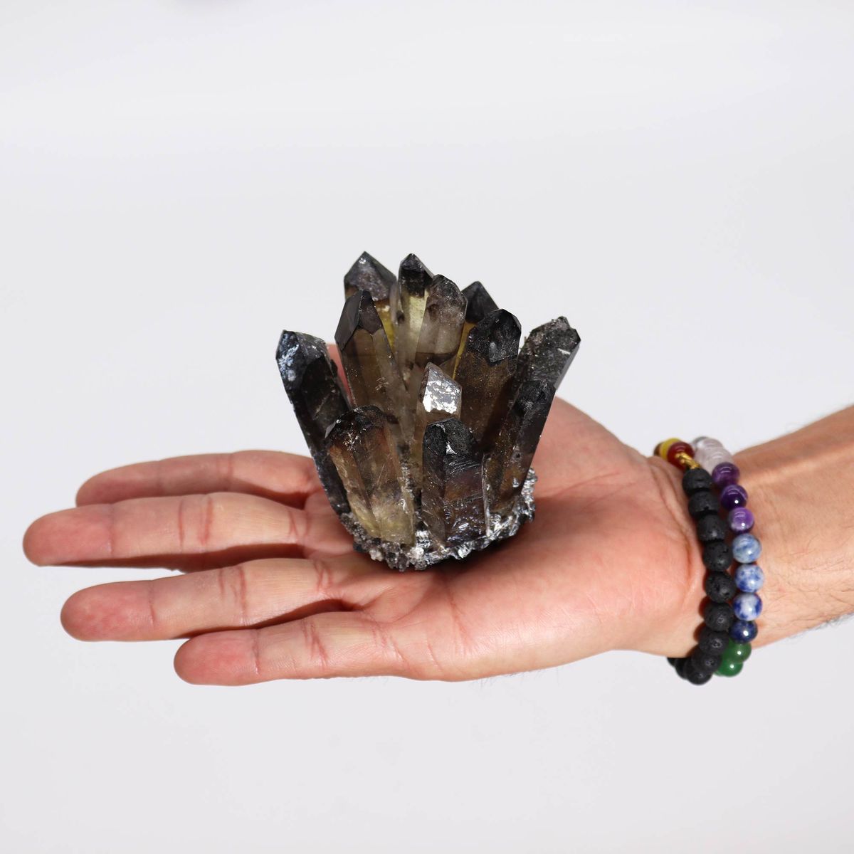 Crafted Quartz Cluster – Smoky Ghost Quartz