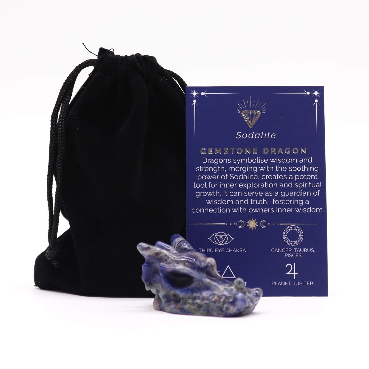 Sodalite Gemstone Dragon Head – Small