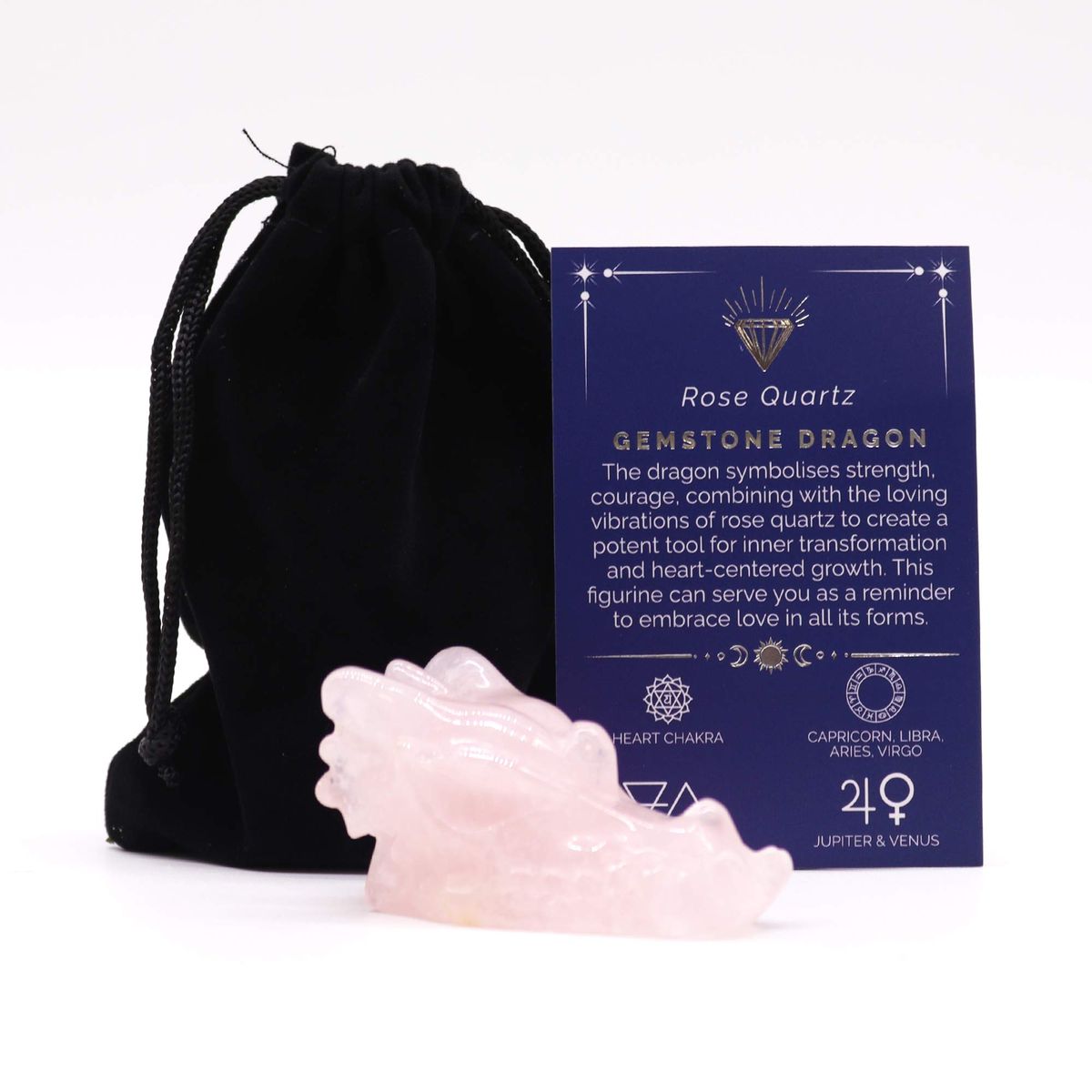 Rose Quartz Gemstone Dragon Head – Large
