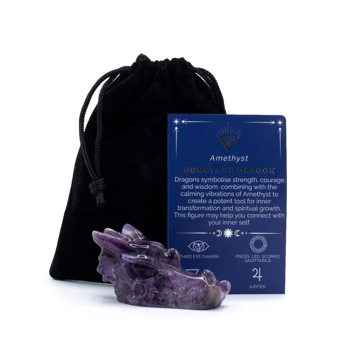 Amethyst Gemstone Dragon Head – Large