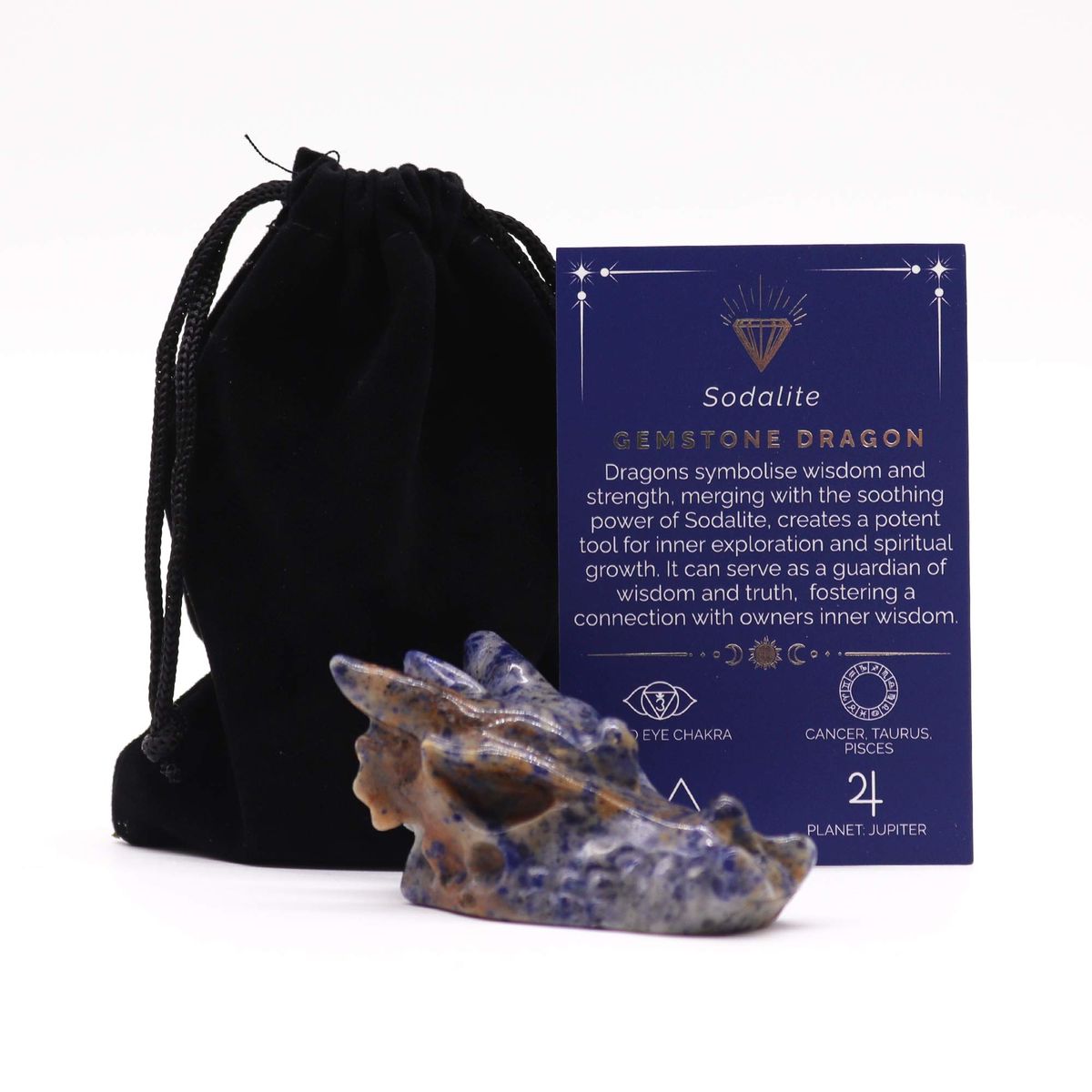 Sodalite Gemstone Dragon Head – Large