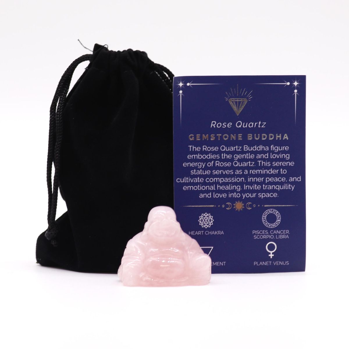 Rose Quartz Gemstone Buddha – Small