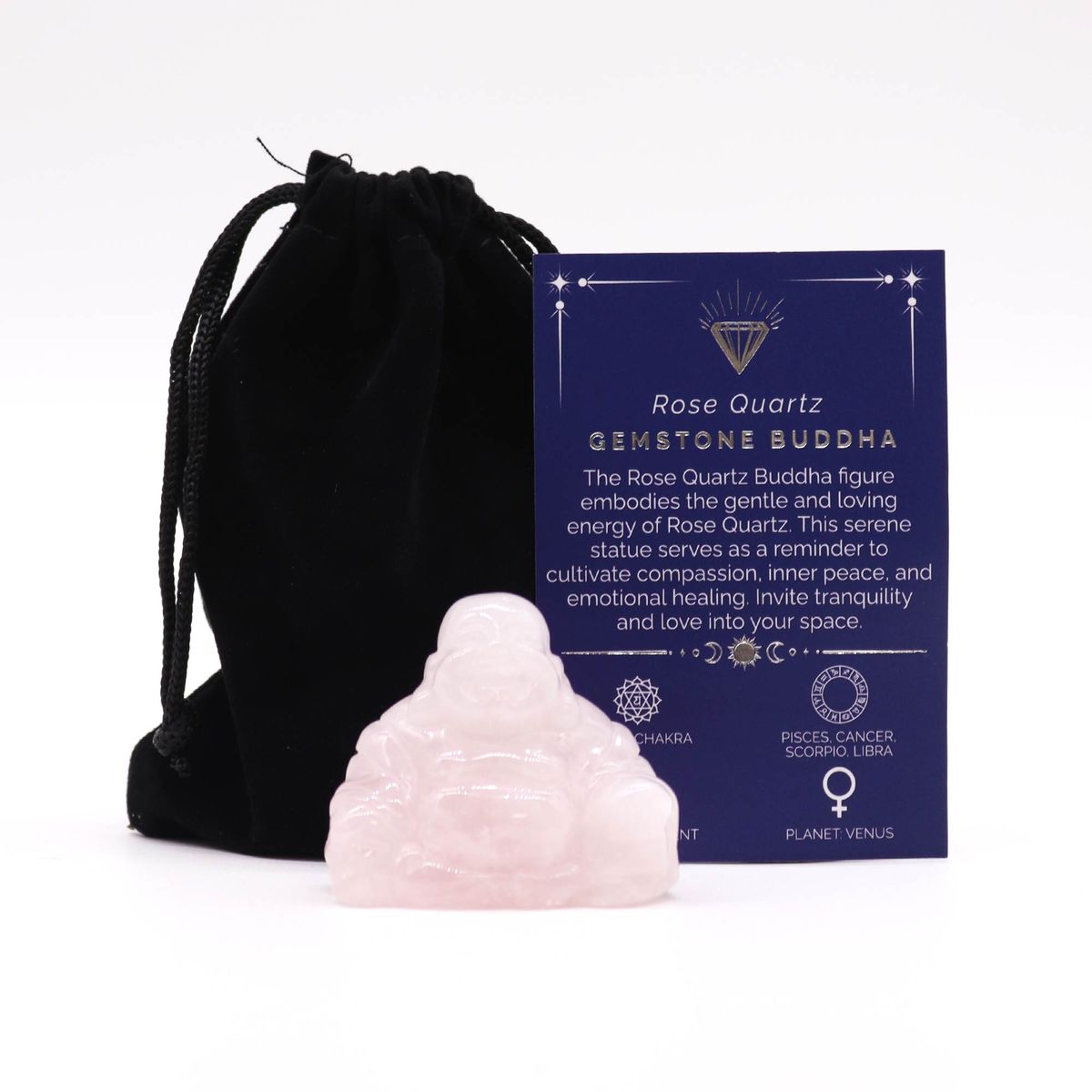 Rose Quartz Gemstone Buddha – Large