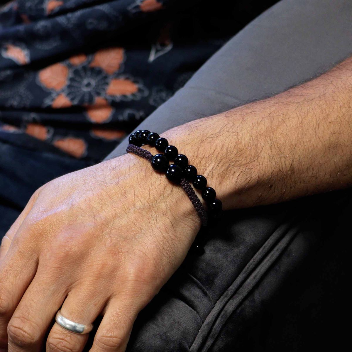 Gemstone Double Power Bracelet – Black Agate