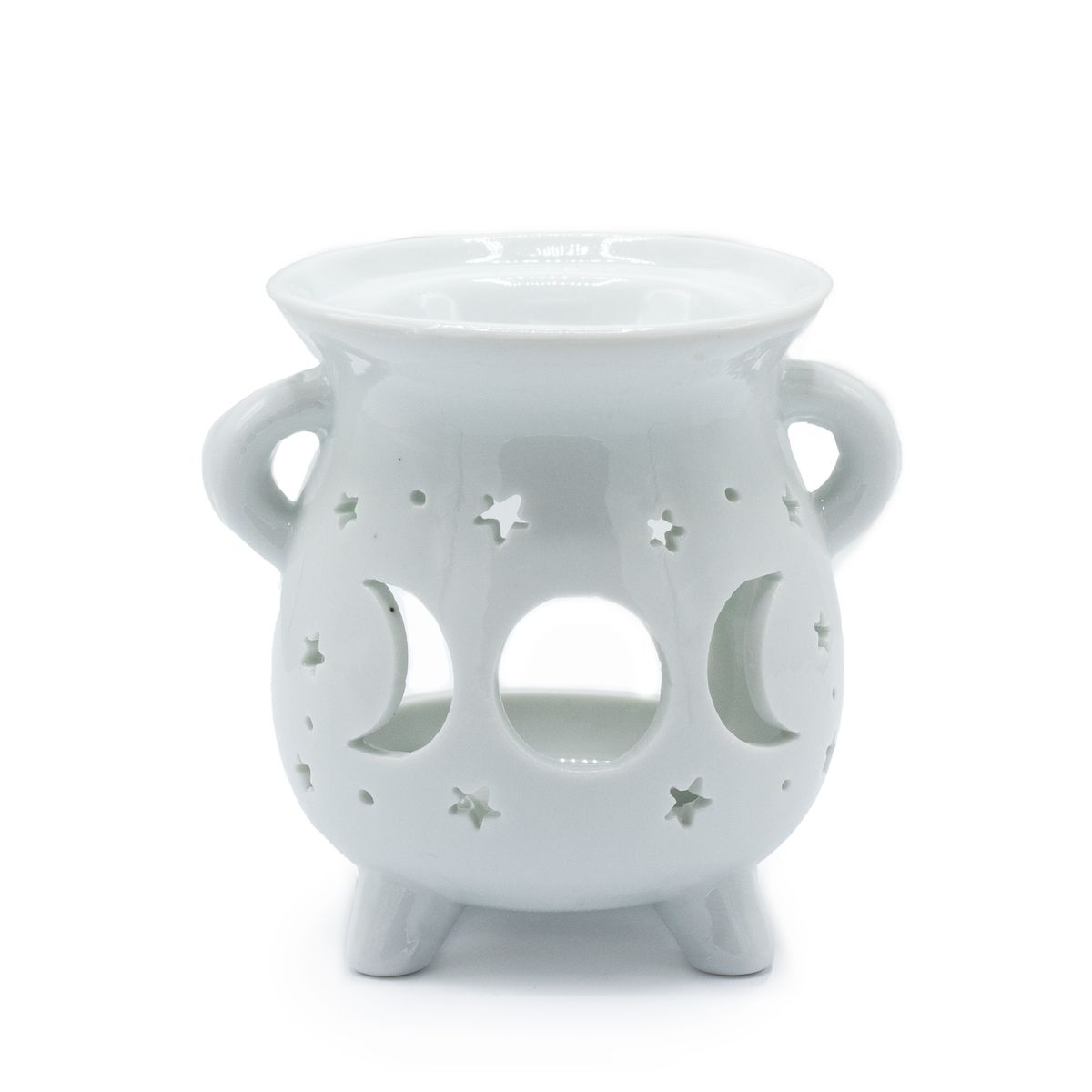 Cauldron Oil Burner – Moon Phase, White