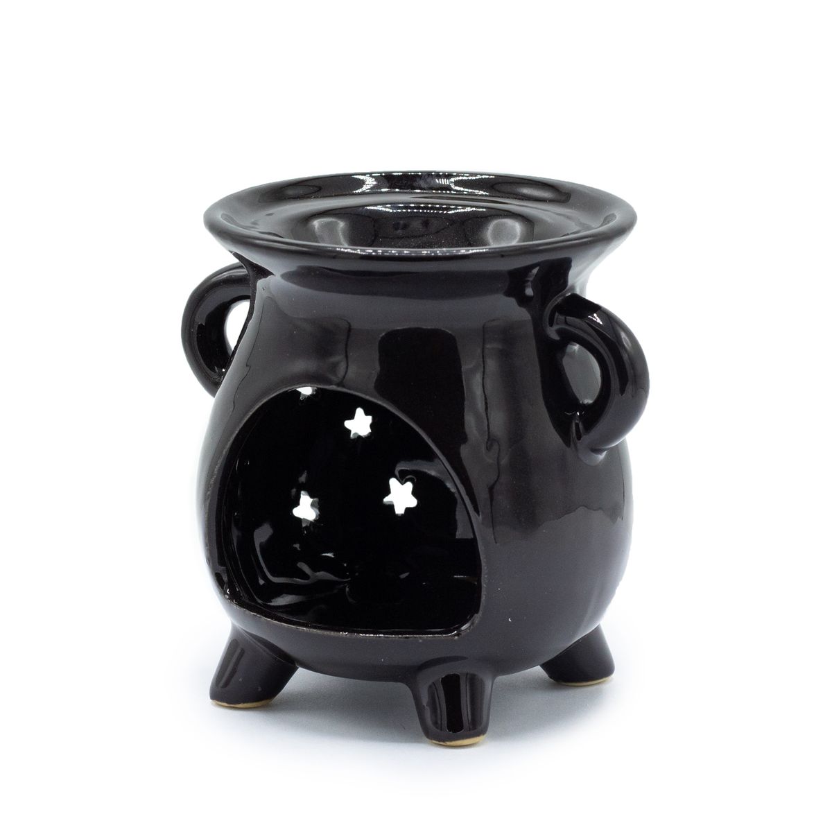 Cauldron Oil Burner – Moon & Stars, Black