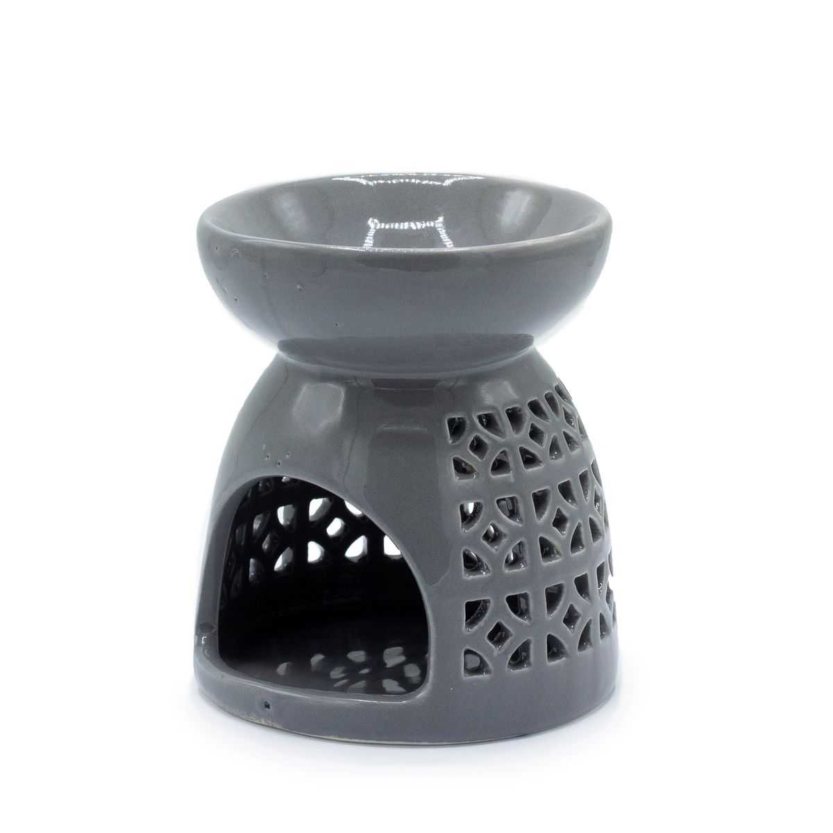 Classic Oil Burner – Moroccan Cut-out, Grey