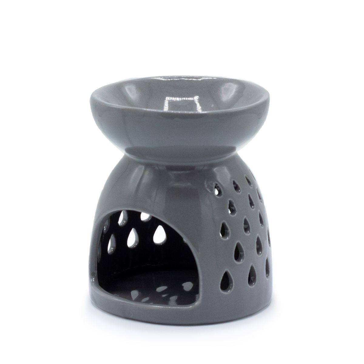 Classic Oil Burner – Teardrops Cut-out, Grey