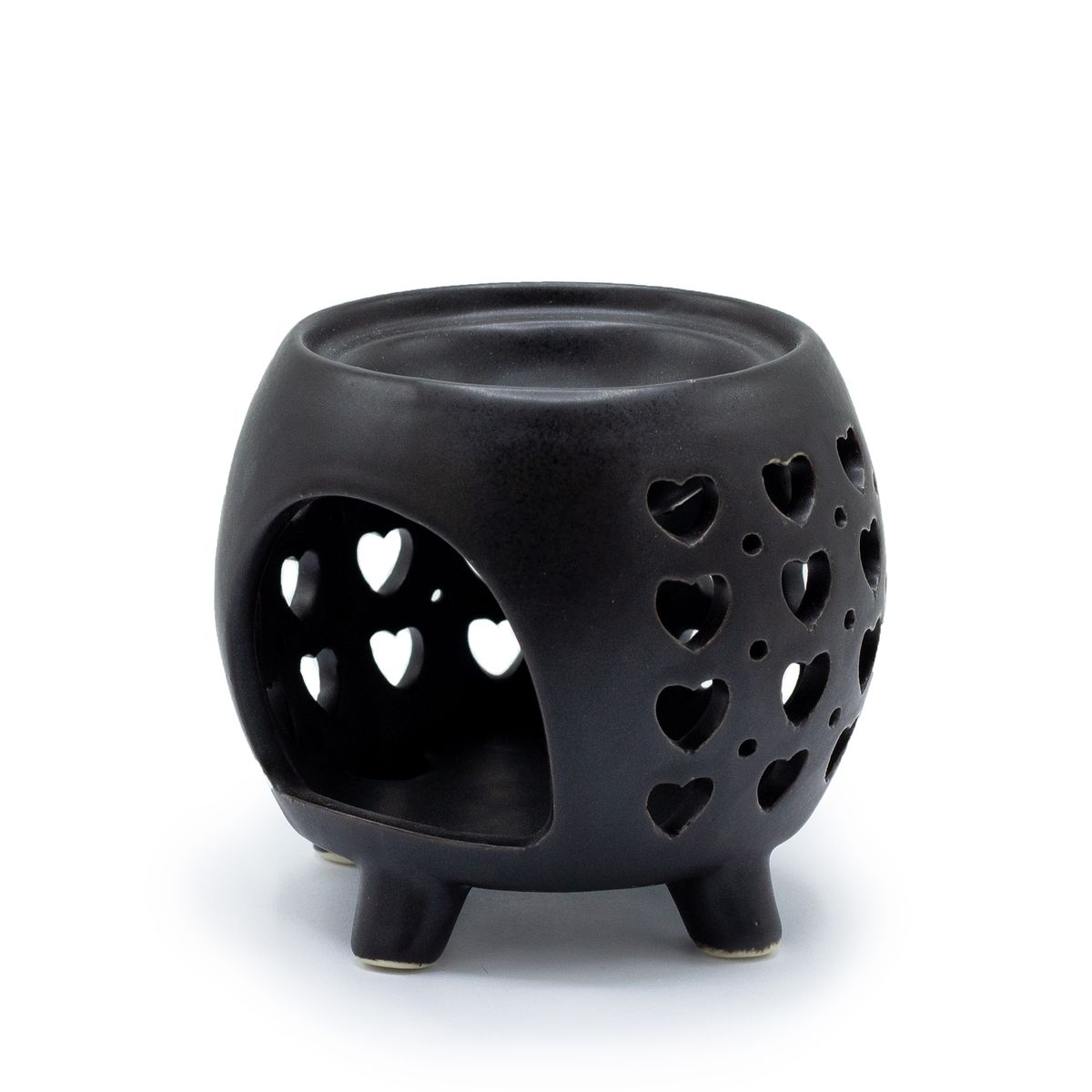 Squat Pot Oil Burner – Multi Hearts, Matt Black