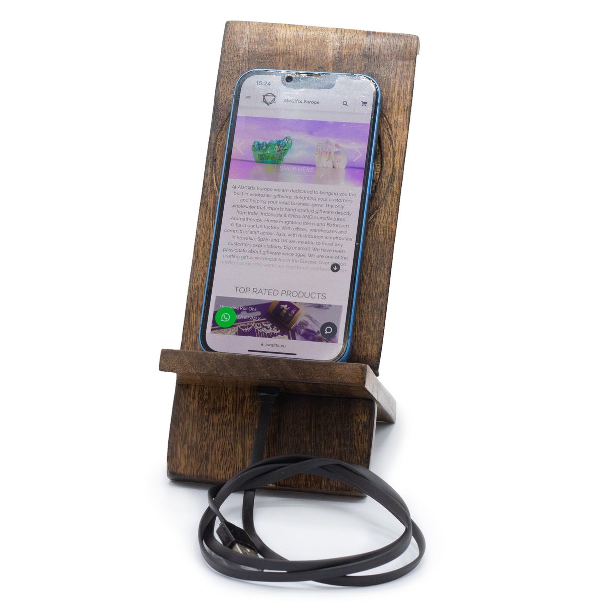 Carved Wooden Phone Stand – Buddha