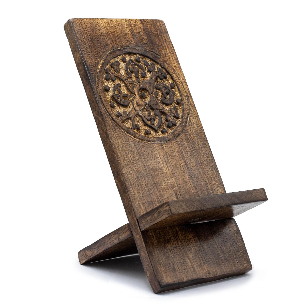 Carved Wooden Phone Stand – Mandala