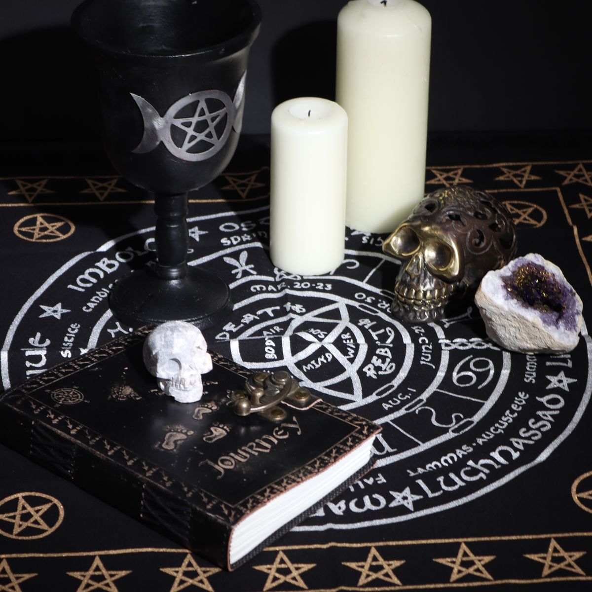 Esoteric Fringed Altar Cloth – Life Death Rebirth
