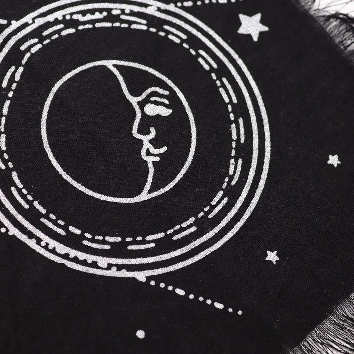 Esoteric Fringed Altar Cloth – Moon & Sun Chart