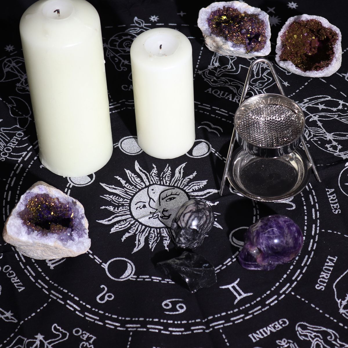 Esoteric Fringed Altar Cloth – Horoscope