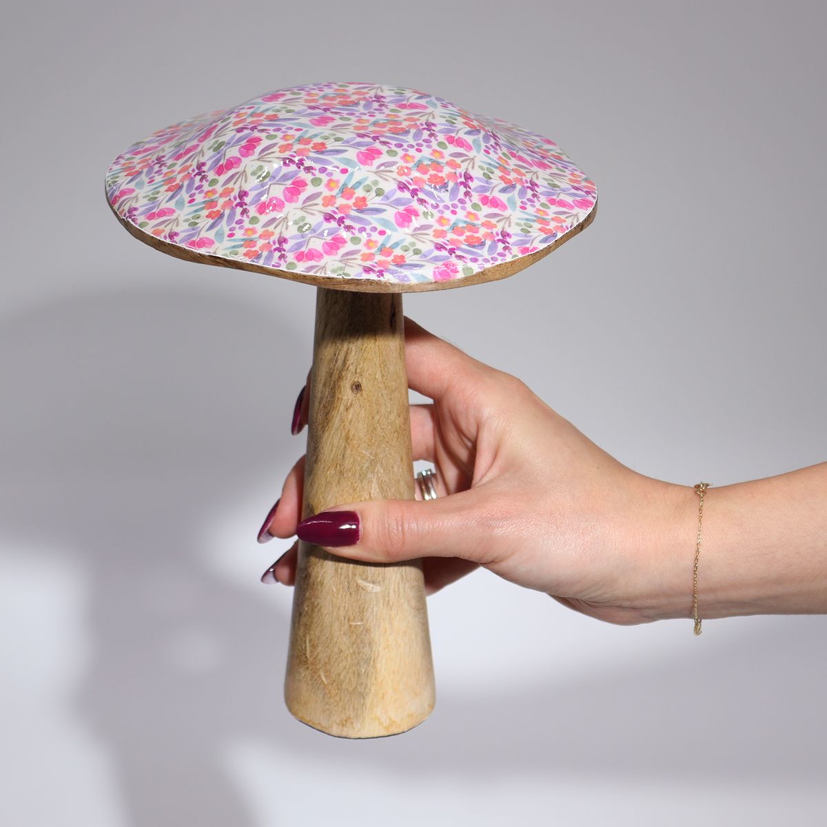 Enamelled Wooden Mushroom – Mediterranean Tile, 20cm