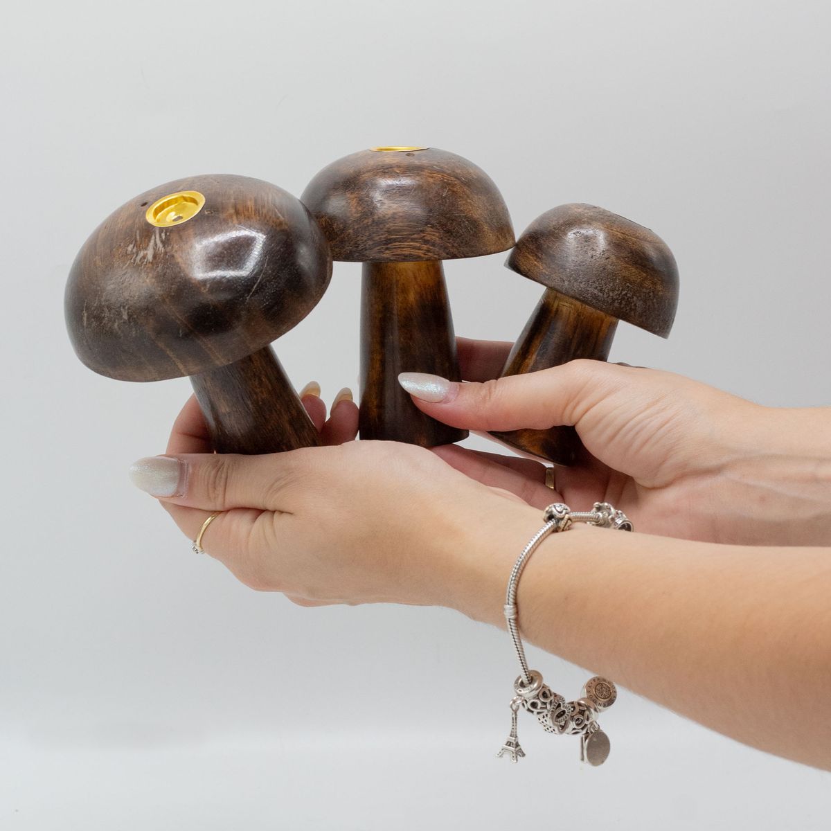 Mango Wood Incense Cone Mushrooms – Set of 3, 8–10cm