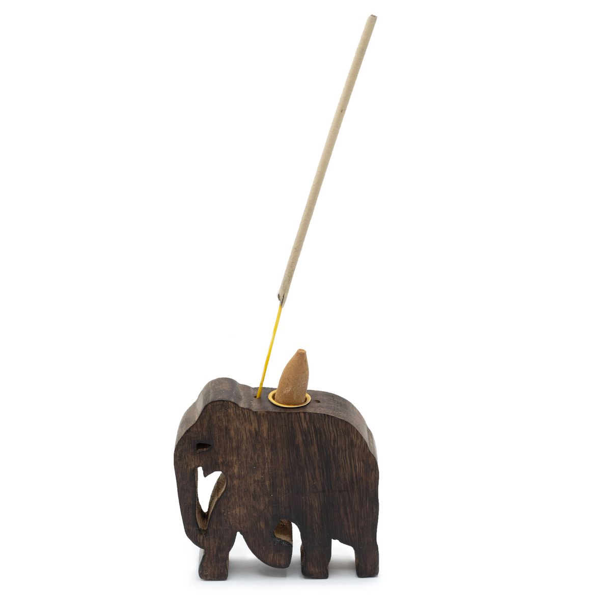 Mango Wood Elephant Incense Cone & Stick Holder