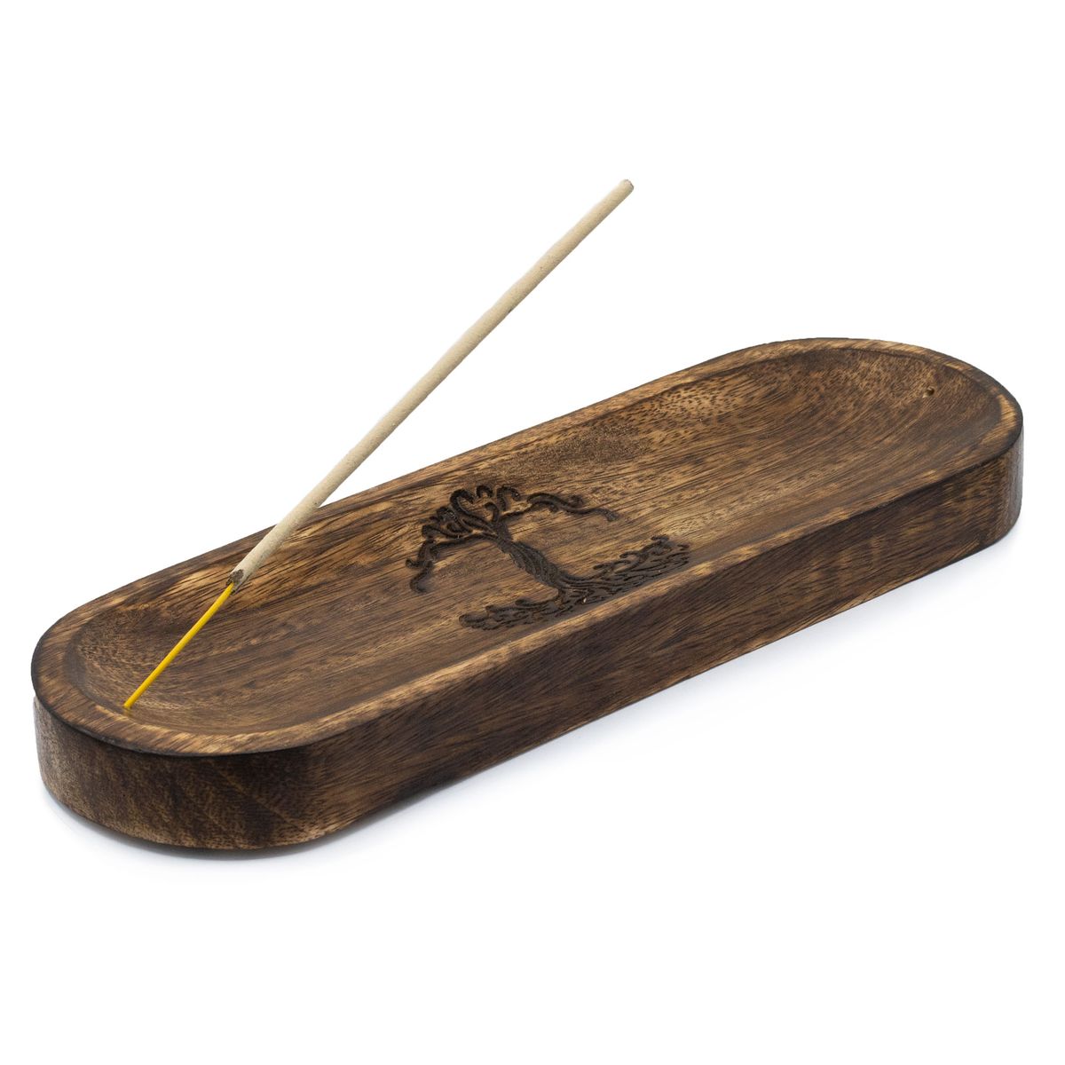 Large Mango Wood Incense Tray – Tree of Life, 30x10cm