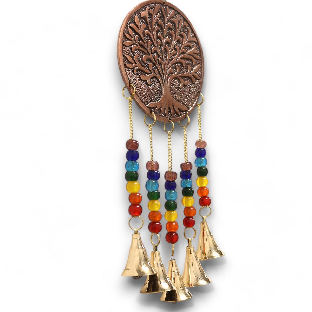 Indian Wind Chime – Medium Tree of Life & Chakra Beads, 5 Bells