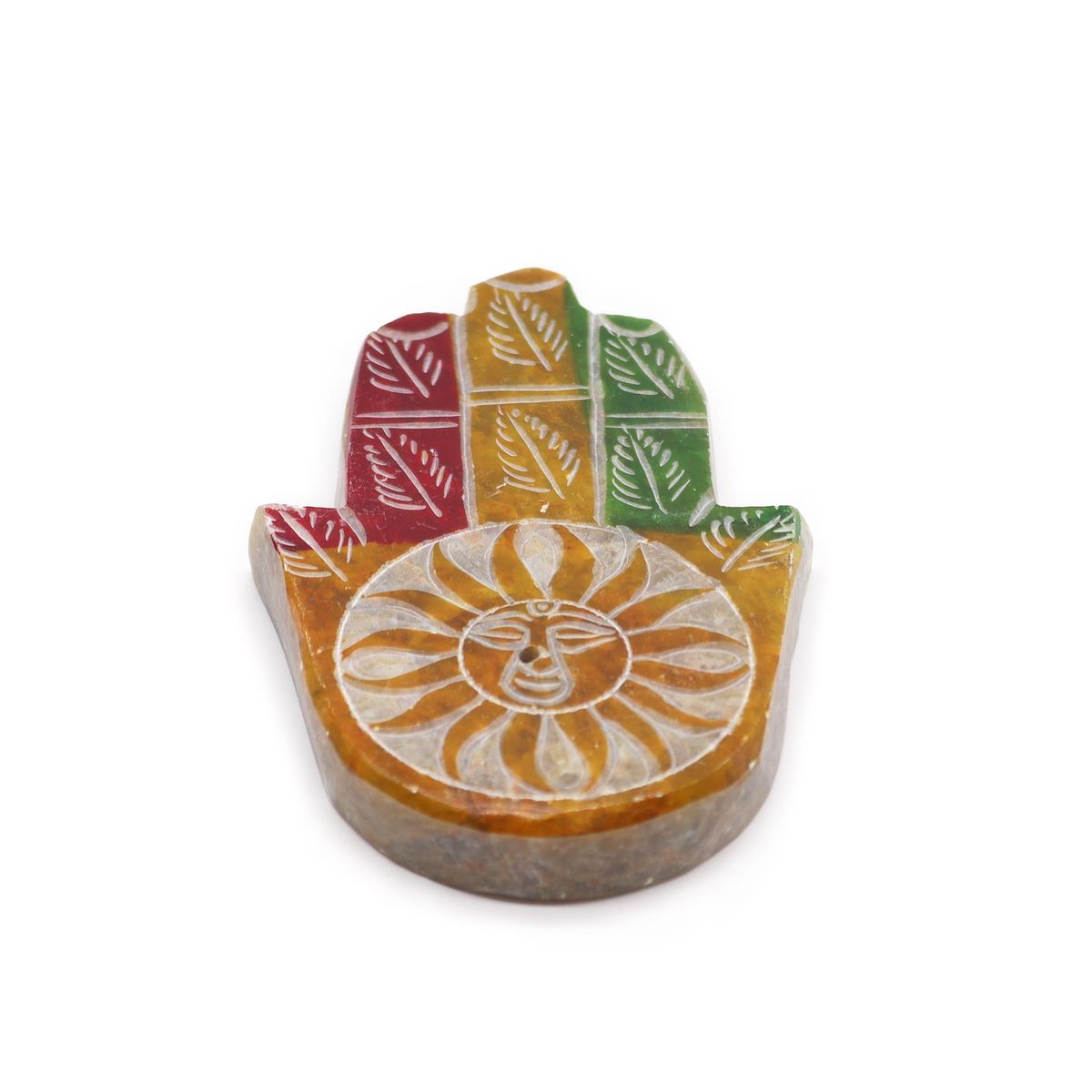 Soapstone Hamsa Incense Holder – Sun Face
