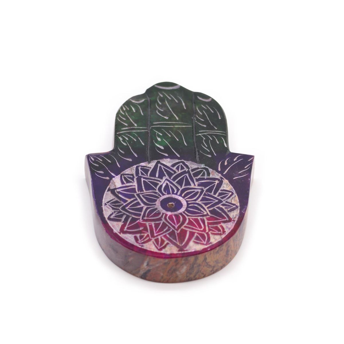 Soapstone Hamsa Incense Holder – Lotus Flower