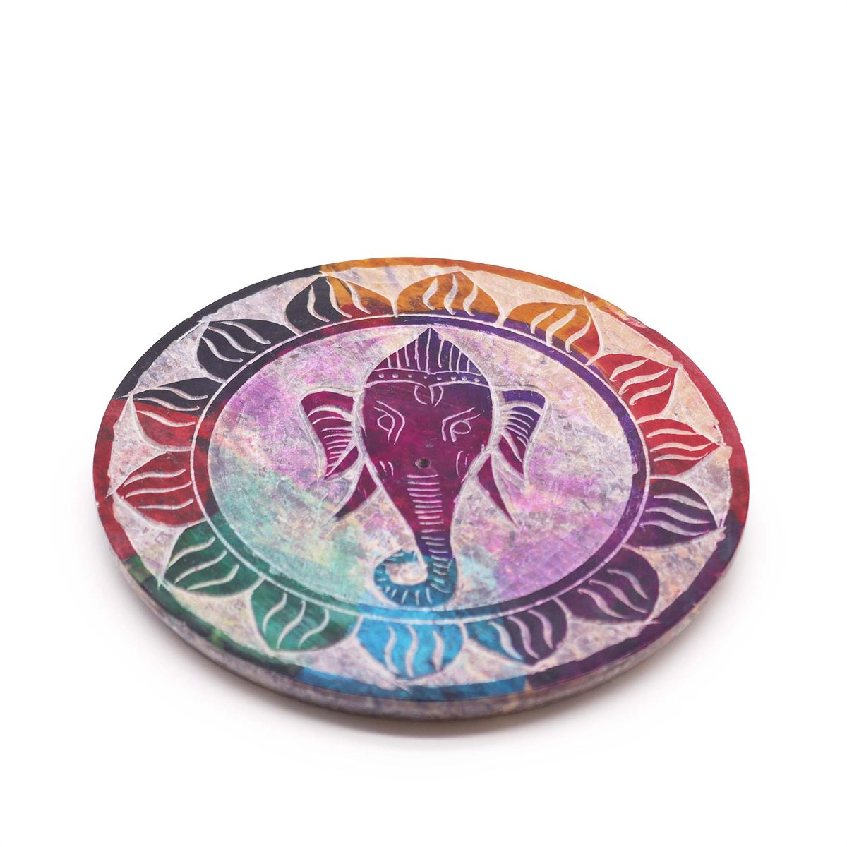 Soapstone Disc Incense Holder – Ganesha