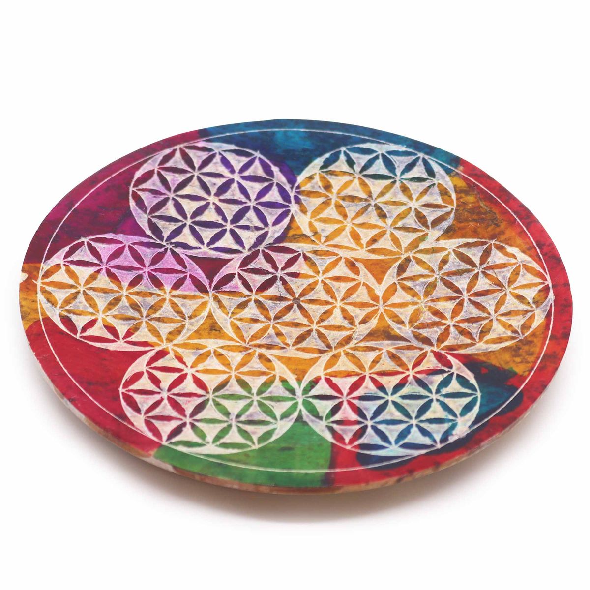 Soapstone Disc Incense Holder – 7 Flower of Life