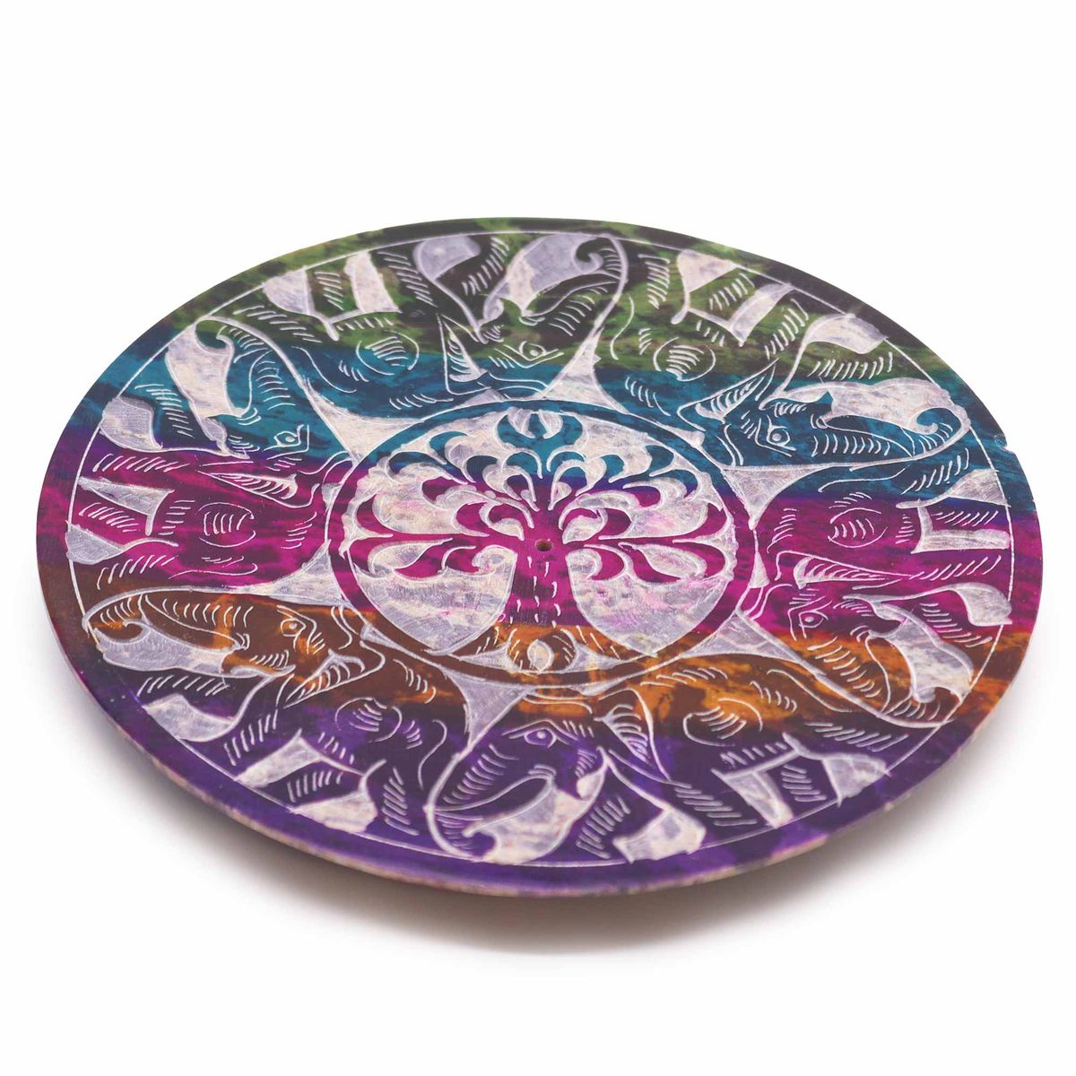 Soapstone Disc Incense Holder – 6 Lucky Elephants