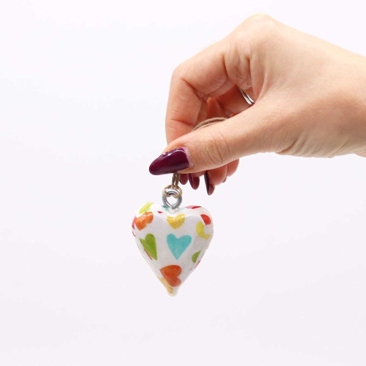 Decorative Enamelled Wooden Heart – Pastel Hearts, Small