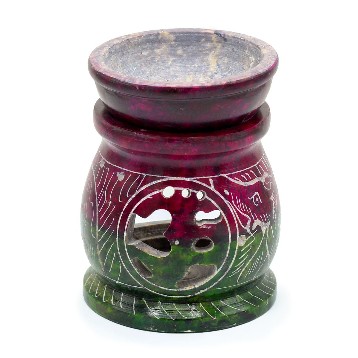 Om & Elephant Coloured Soapstone Oil Burner – Small, 8cm