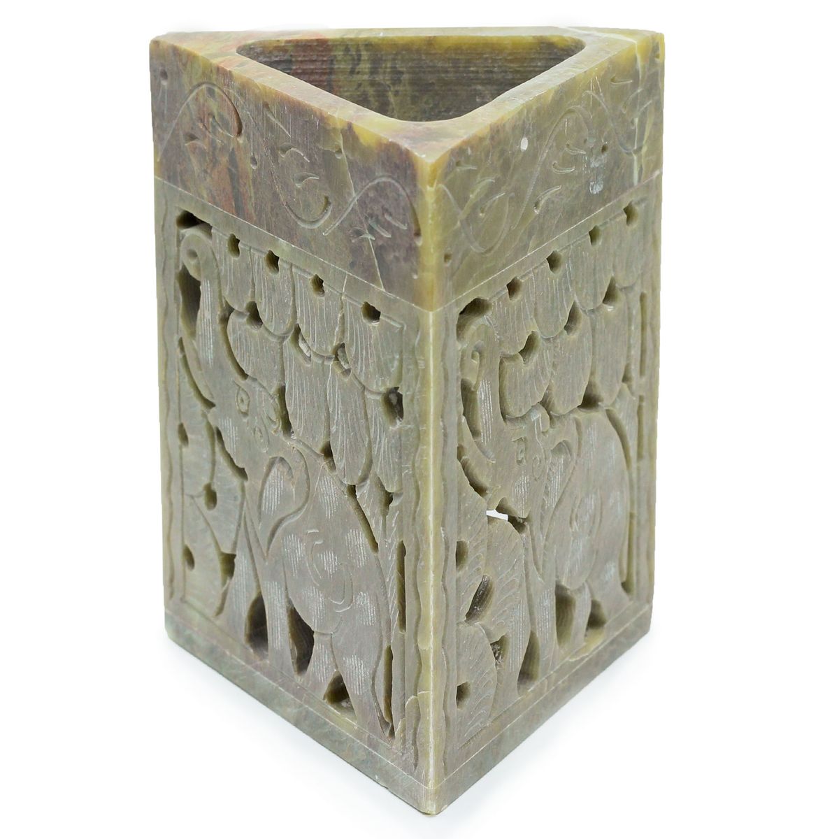 Elephant Triangle Soapstone Oil Burner – 11 x 9cm