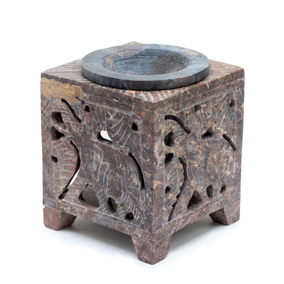 Elephant Square Soapstone Oil Burner – 10 x 7.5cm
