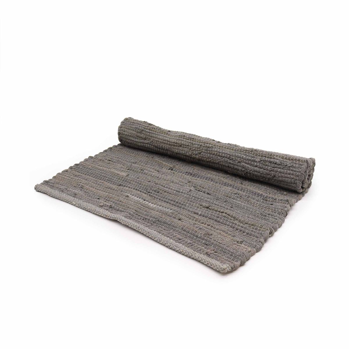 Small Indian Handloom Cotton Rug – Charcoal