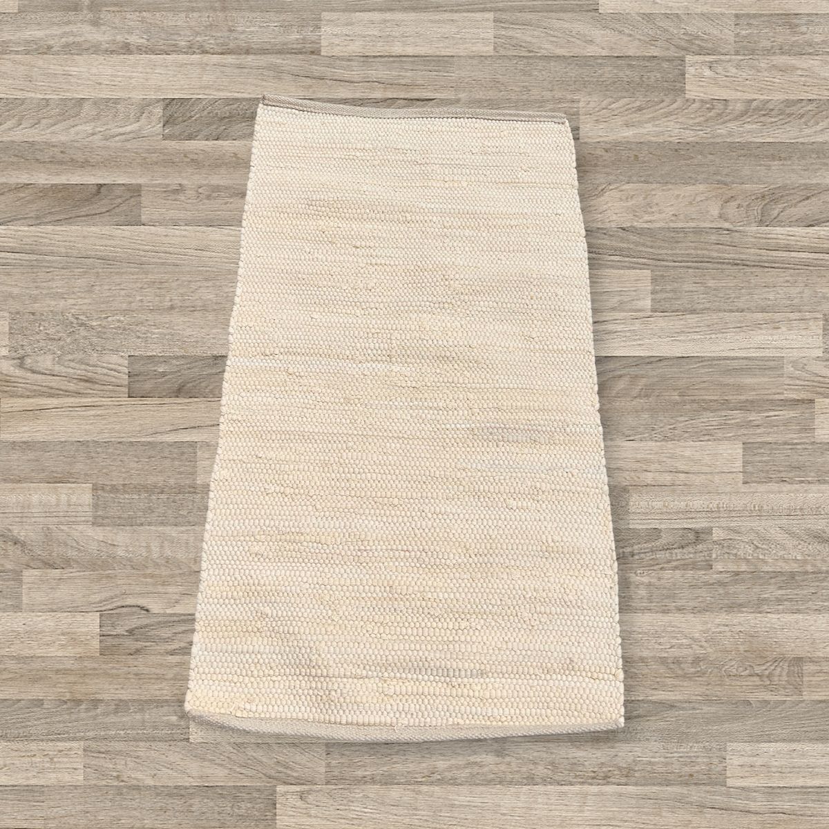 Small Indian Handloom Cotton Rug – Cream