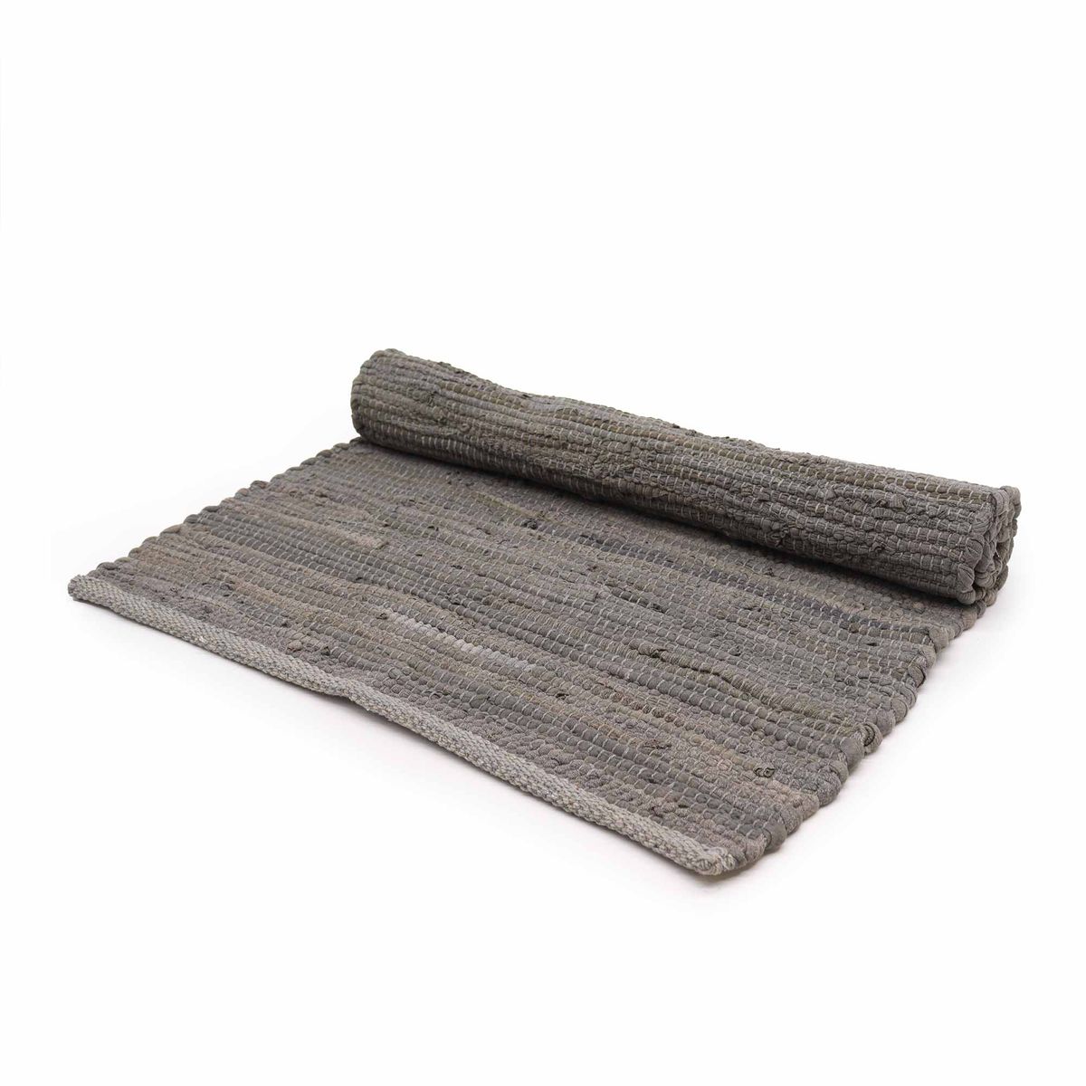 Indian Handloom Cotton Rug – Charcoal, Medium