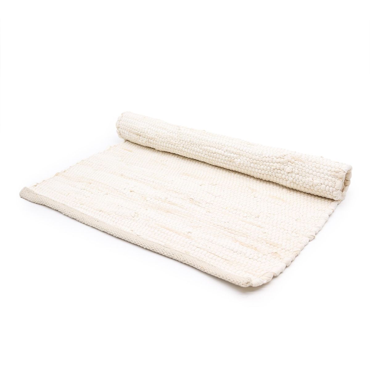 Indian Handloom Cotton Rug – Cream, Medium