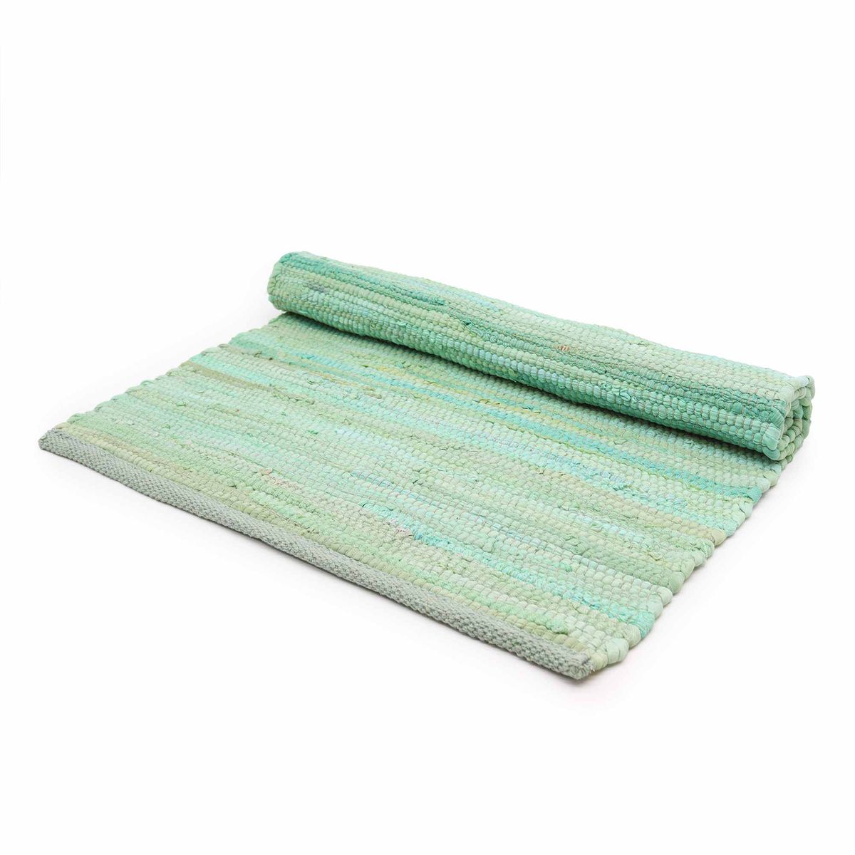Indian Handloom Cotton Rug – Aqua, Medium
