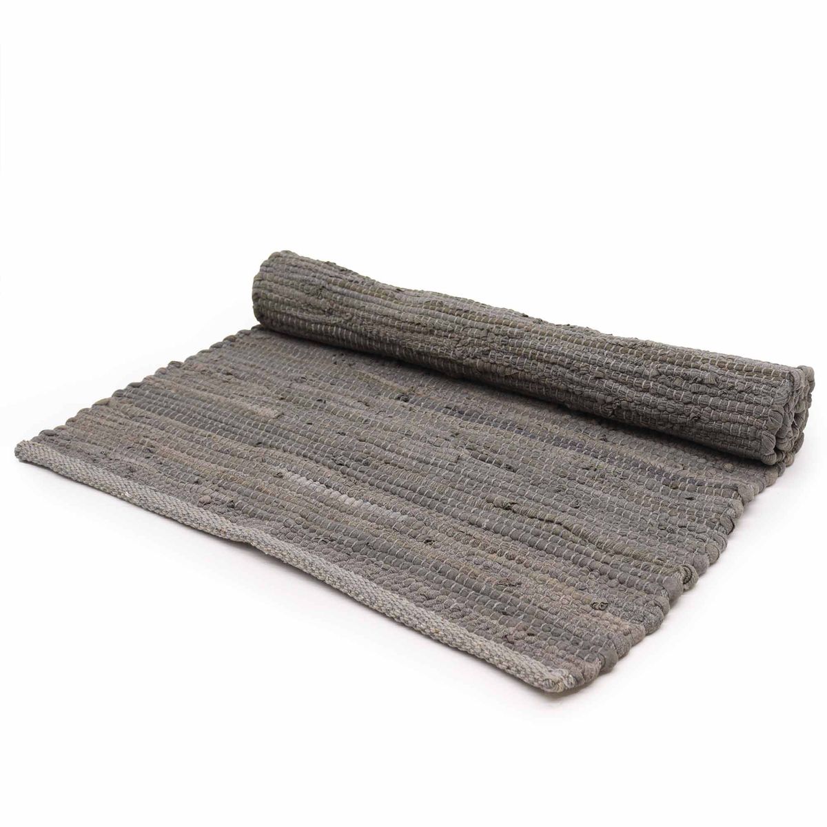 Indian Handloom Cotton Rug – Charcoal, Large