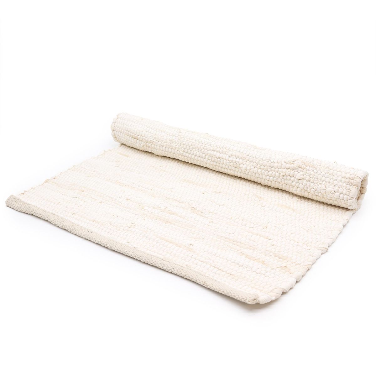 Indian Handloom Cotton Rug – Cream, Large