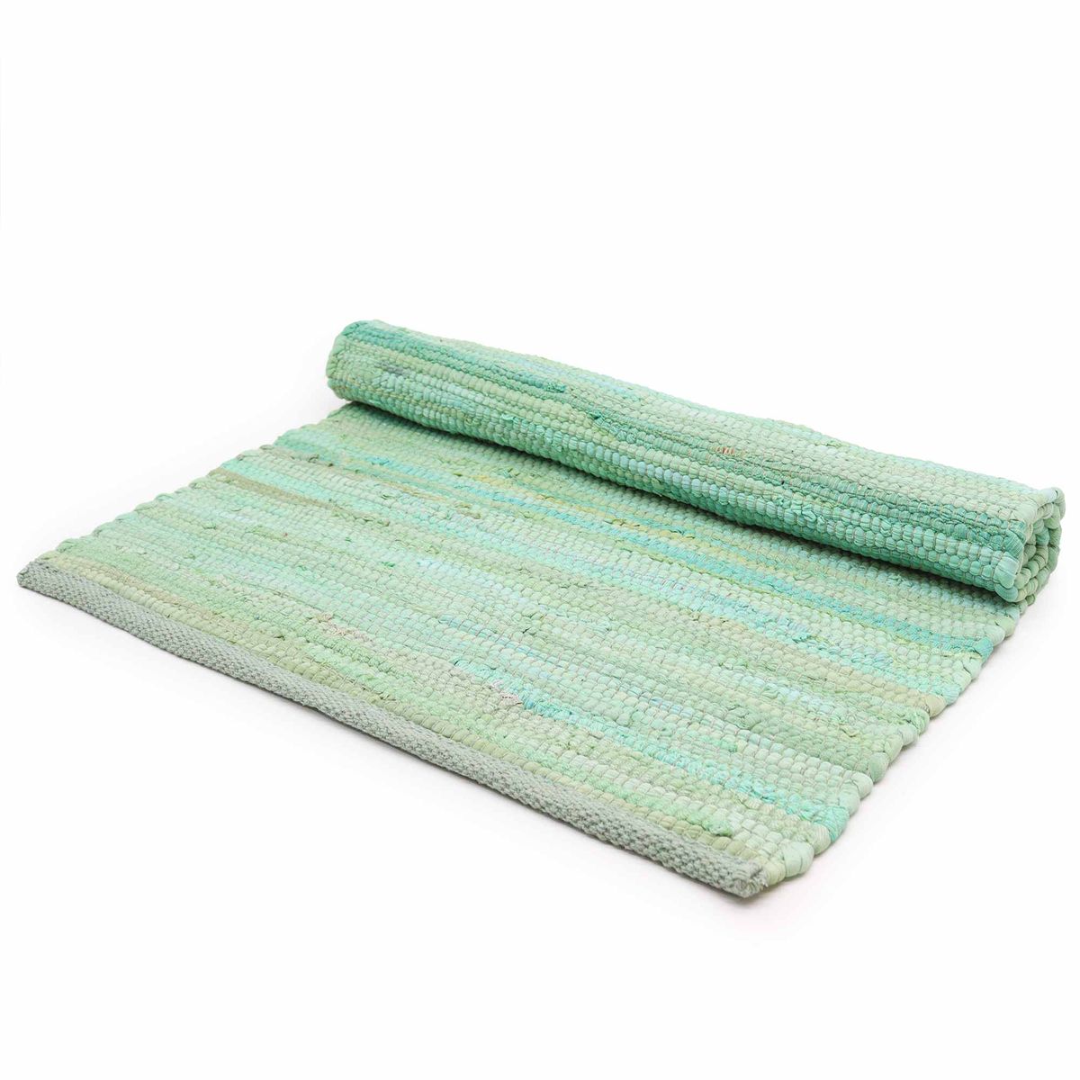 Indian Handloom Cotton Rug – Aqua, Large