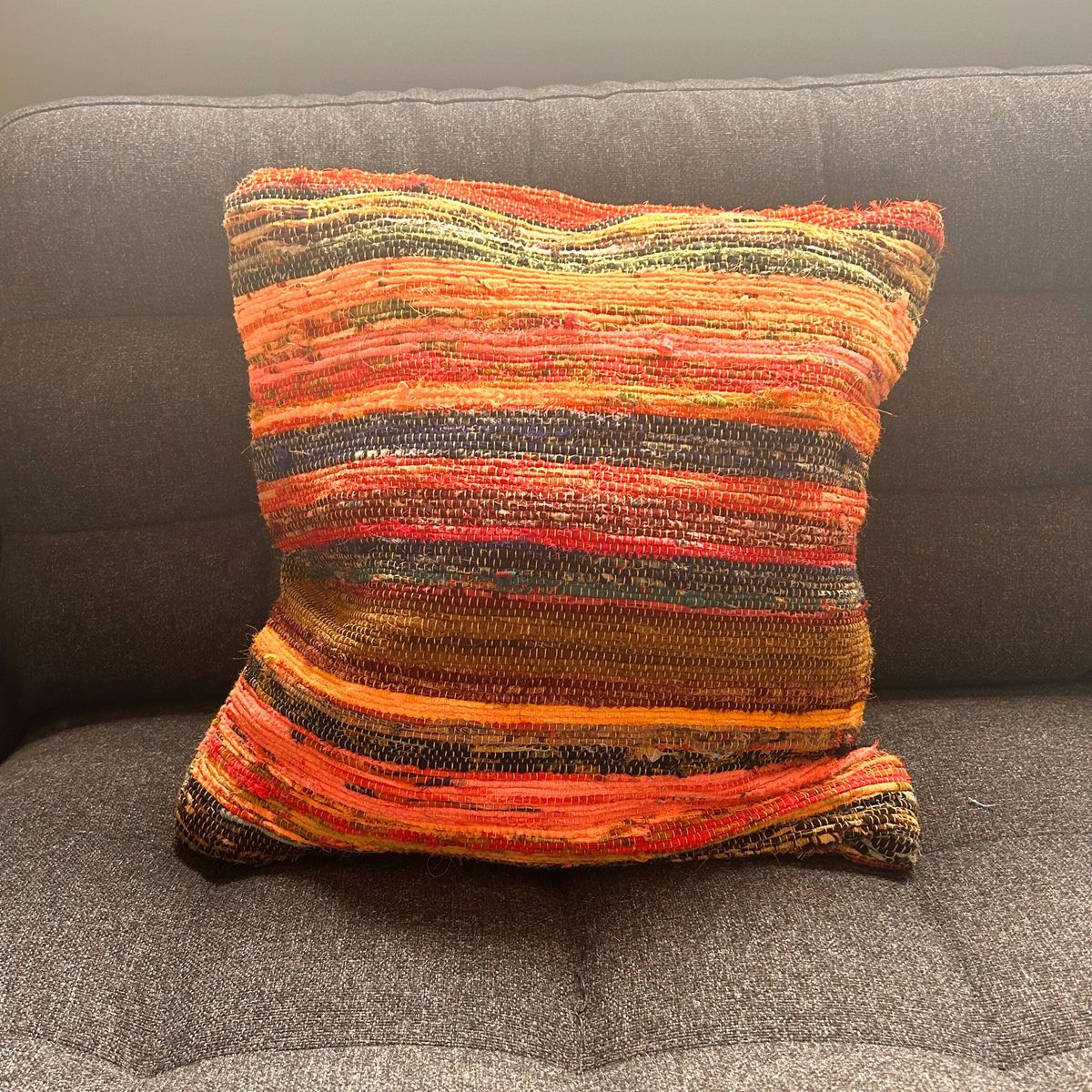 Rag Rug Cushion Cover – Sunrise Oranges