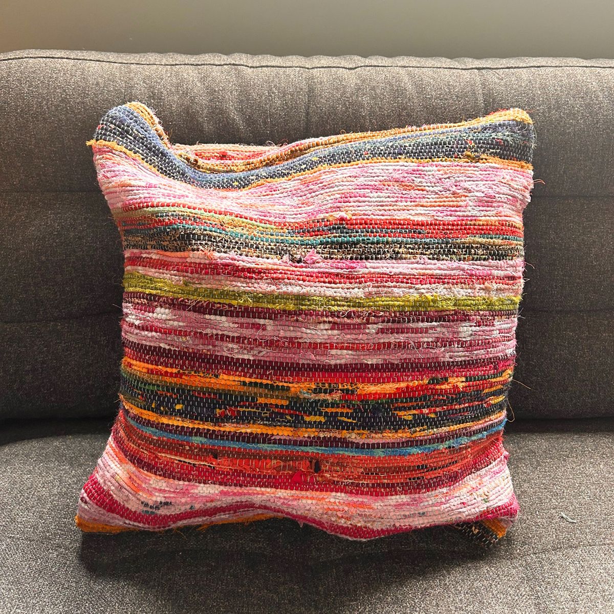 Rag Rug Cushion Cover – Aqua Blues