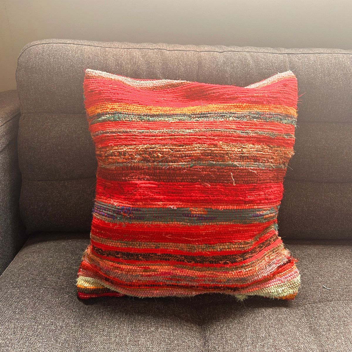 Rag Rug Cushion Cover – Rich Reds
