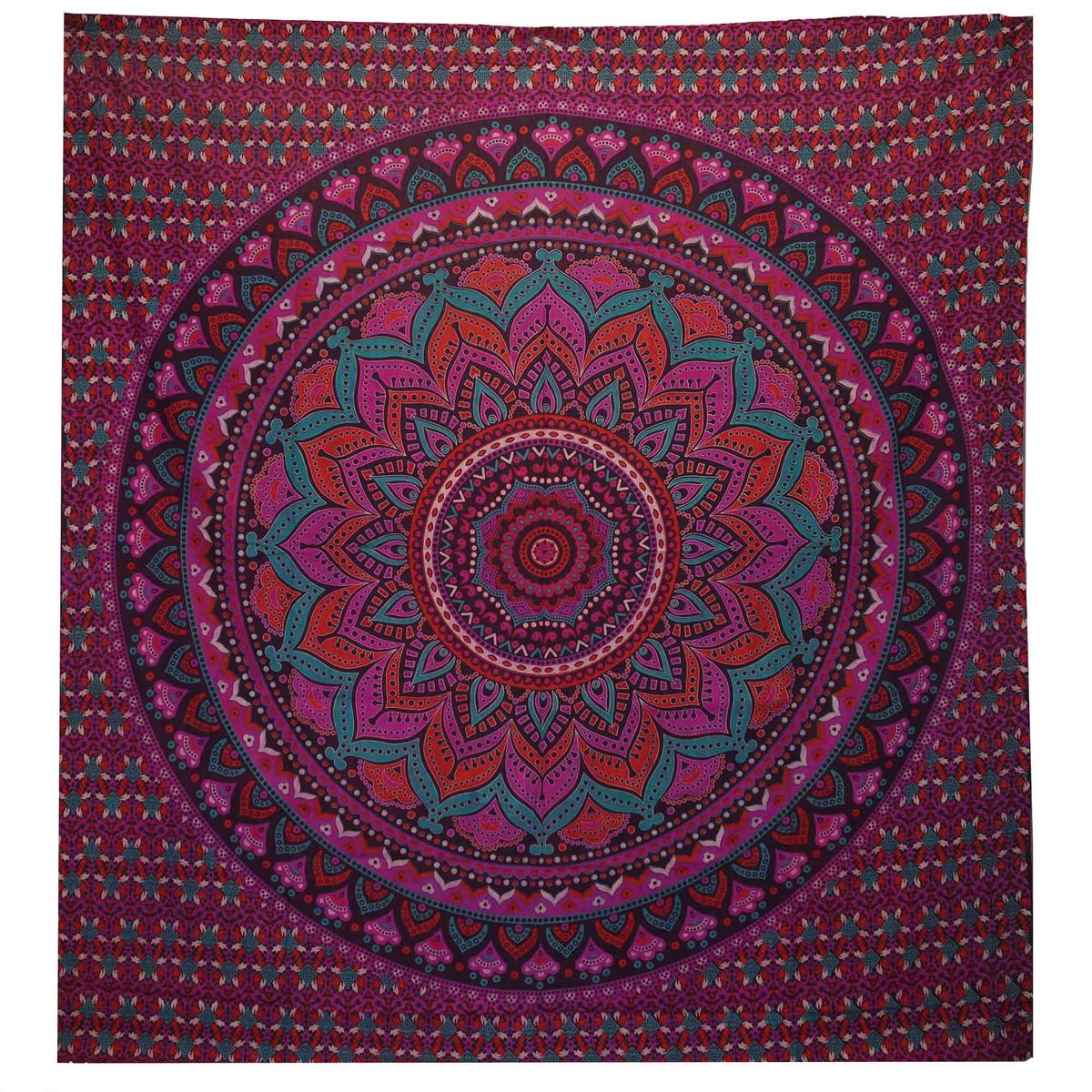 Double Cotton Bedspread & Wall Hanging – Classic Mandala, Purple
