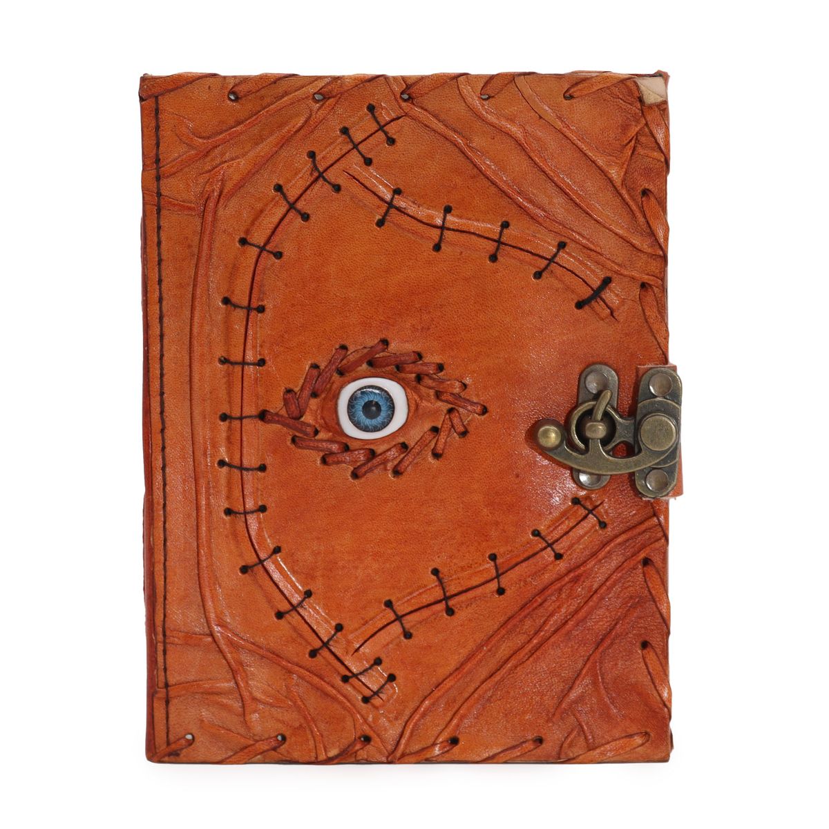 Evil Eye Leather Notebook – Light Brown Tan, 20 x 15cm