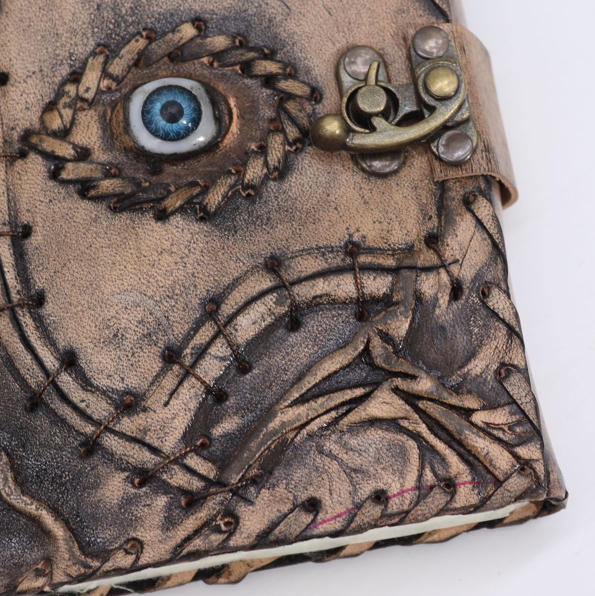 Evil Eye Leather Notebook – Brown & Tan, 160 Deckle Edge Pages