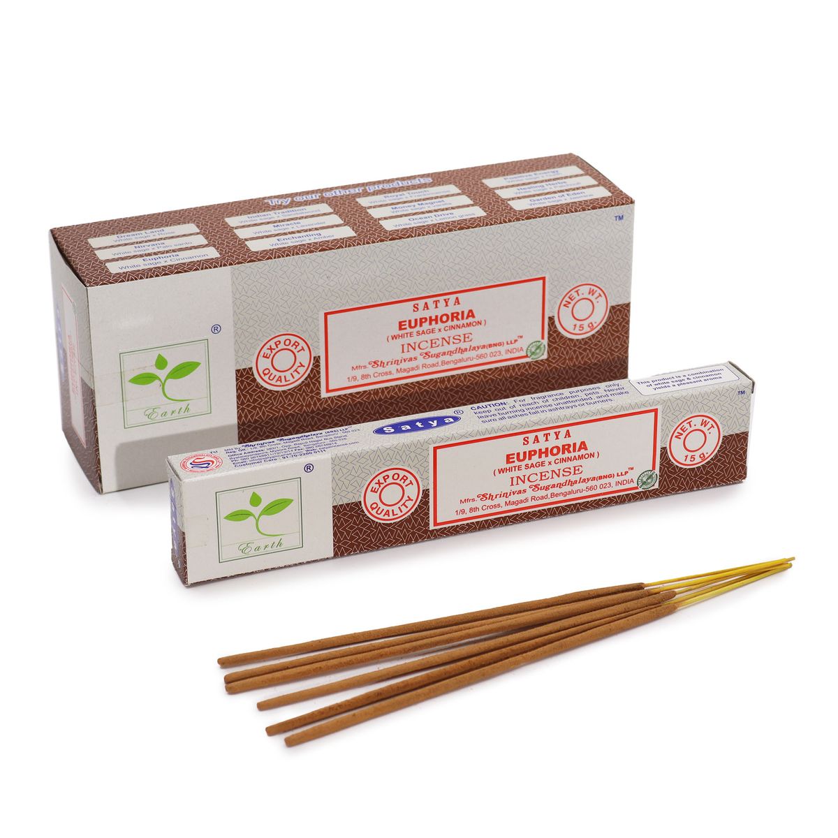 Satya Euphoria Incense Sticks – White Sage & Cinnamon, 15g