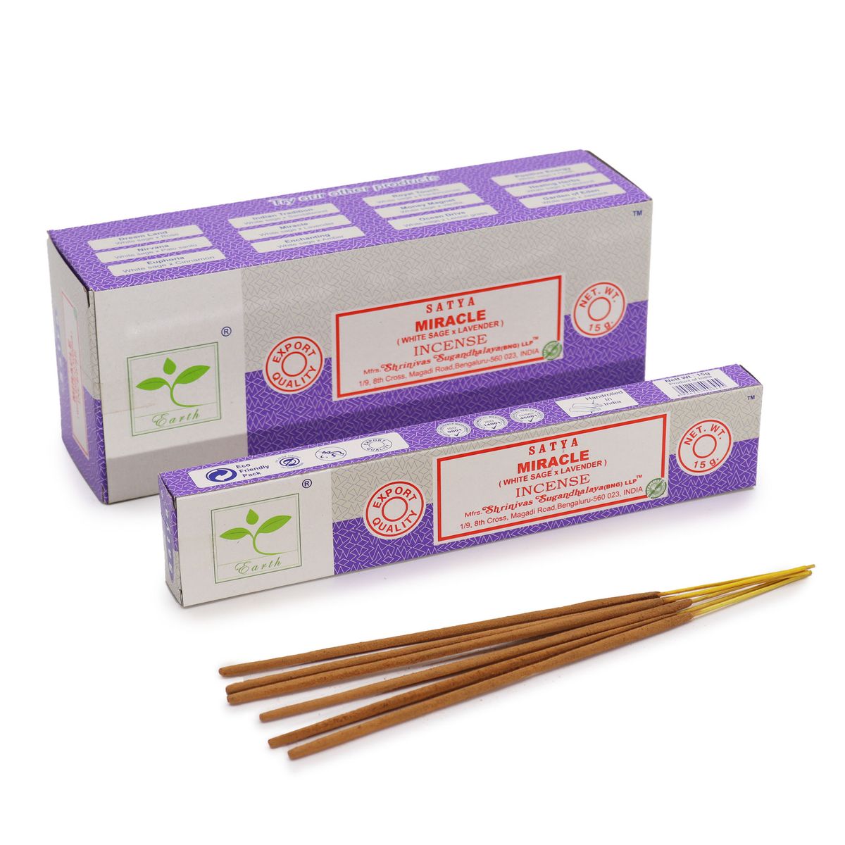 Satya Miracle Incense Sticks – White Sage & Lavender, 15g